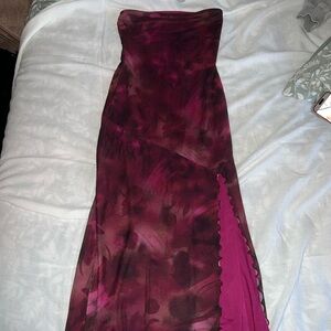 Elegant Strapless Purple Dress